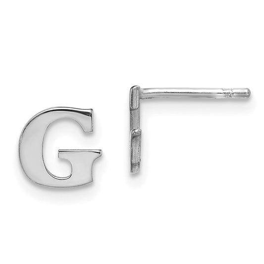 XNE46SS_G Sterling Silver Rhodium-plated Letter G Initial Post Earrings