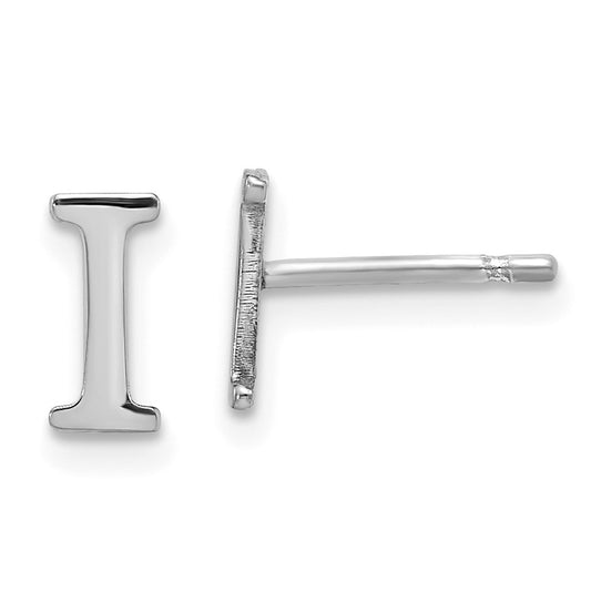 XNE46SS_I Sterling Silver Rhodium-plated Letter I Initial Post Earrings