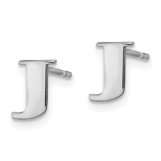 XNE46SS_J Sterling Silver Rhodium-plated Letter J Initial Post Earrings