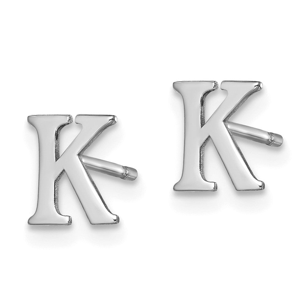 XNE46SS_K Sterling Silver Rhodium-plated Letter K Initial Post Earrings