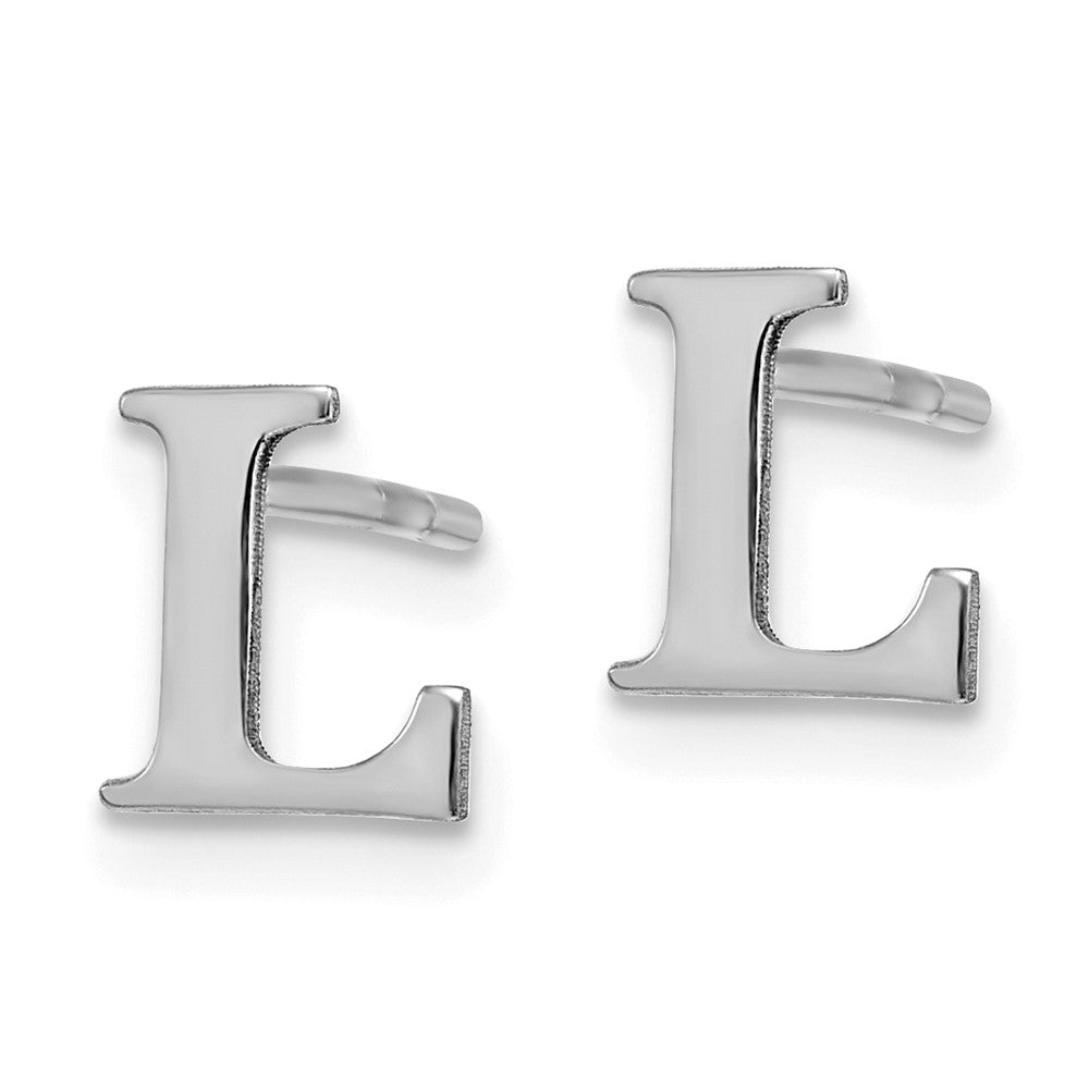 XNE46SS_L Sterling Silver Rhodium-plated Letter L Initial Post Earrings