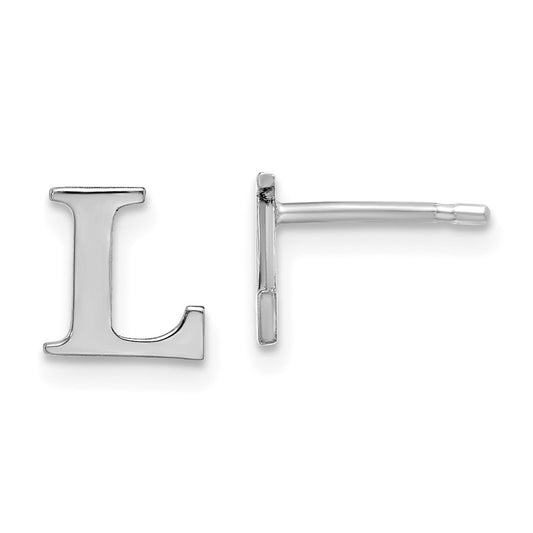 XNE46SS_L Sterling Silver Rhodium-plated Letter L Initial Post Earrings