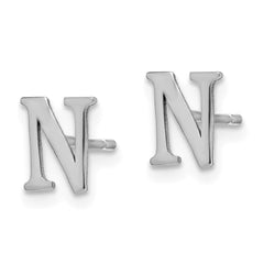 XNE46SS_N Sterling Silver Rhodium-plated Letter N Initial Post Earrings