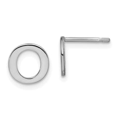 XNE46SS_O Sterling Silver Rhodium-plated Letter O Initial Post Earrings