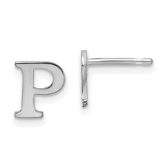 XNE46SS_P Sterling Silver Rhodium-plated Letter P Initial Post Earrings