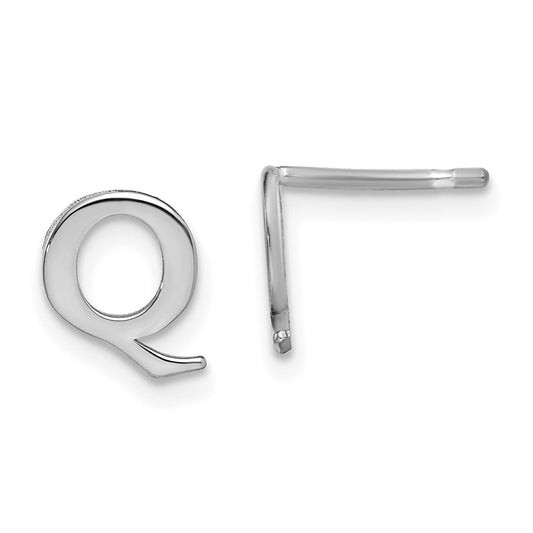 XNE46SS_Q Sterling Silver Rhodium-plated Letter Q Initial Post Earrings