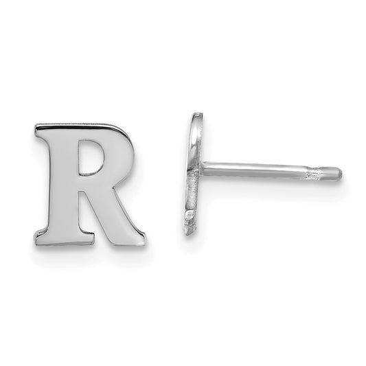 XNE46SS_R Sterling Silver Rhodium-plated Letter R Initial Post Earrings