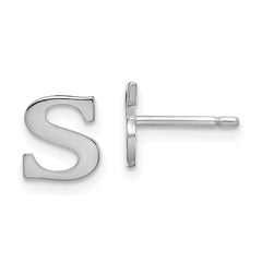 XNE46SS_S Sterling Silver Rhodium-plated Letter S Initial Post Earrings