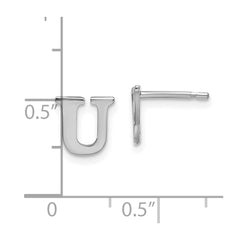 XNE46SS_U Sterling Silver Rhodium-plated Letter U Initial Post Earrings