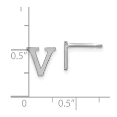 XNE46SS_V Sterling Silver Rhodium-plated Letter V Initial Post Earrings