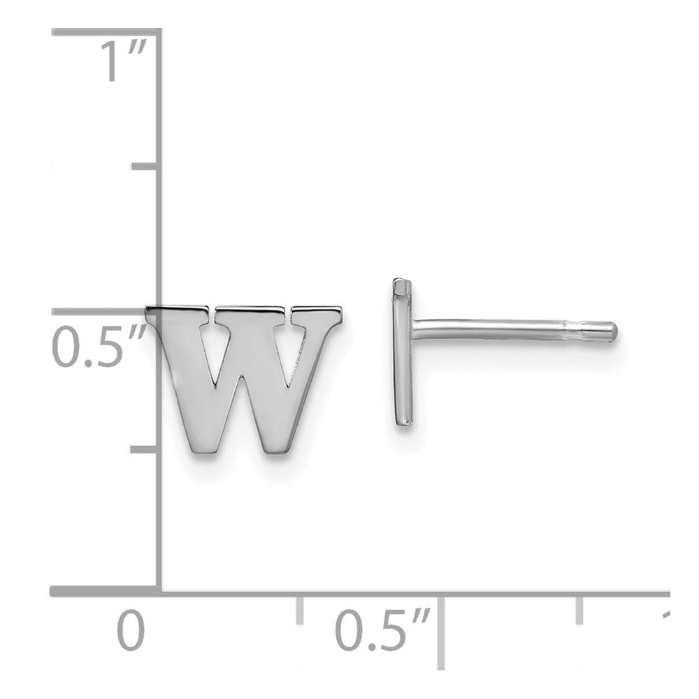 XNE46SS_W Sterling Silver Rhodium-plated Letter W Initial Post Earrings