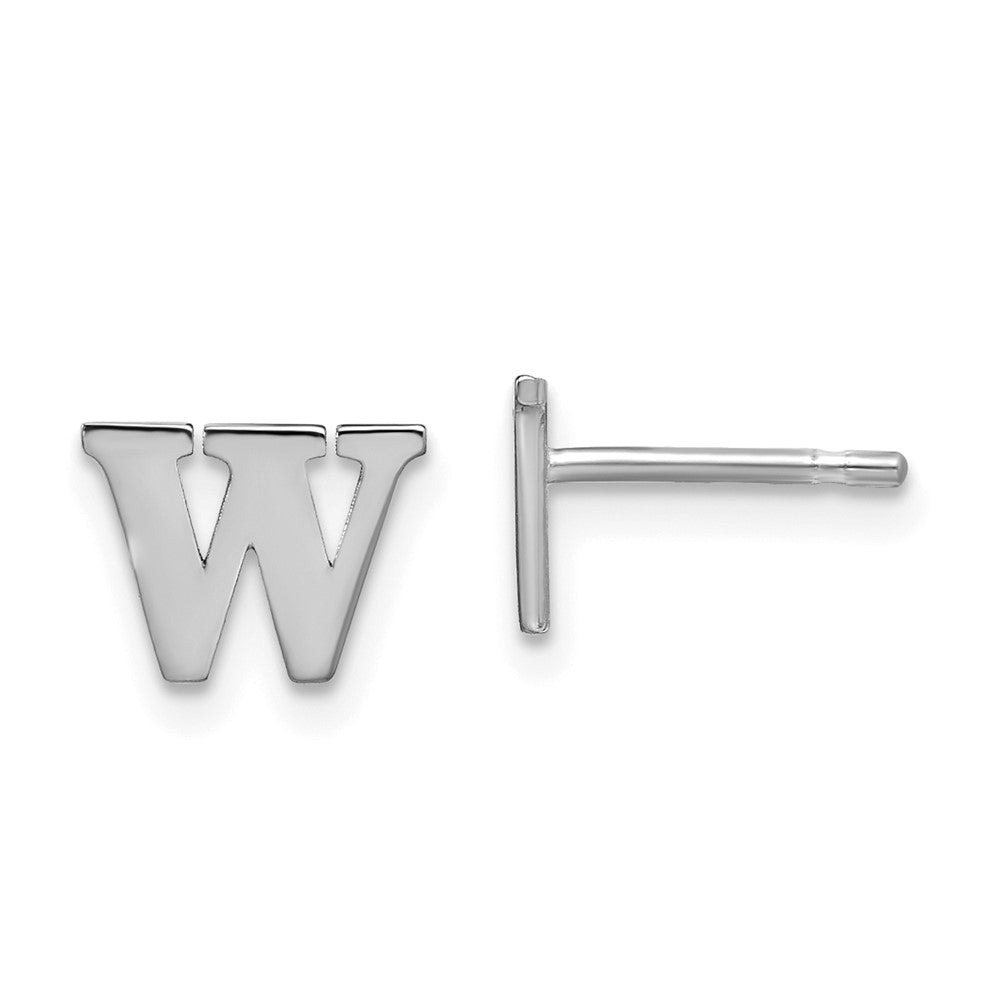 XNE46SS_W Sterling Silver Rhodium-plated Letter W Initial Post Earrings