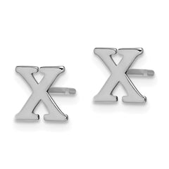 XNE46SS_X Sterling Silver Rhodium-plated Letter X Initial Post Earrings