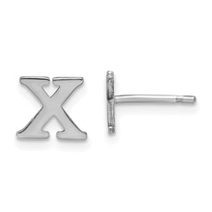 XNE46SS_X Sterling Silver Rhodium-plated Letter X Initial Post Earrings
