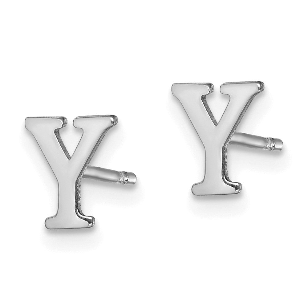 XNE46SS_Y Sterling Silver Rhodium-plated Letter Y Initial Post Earrings