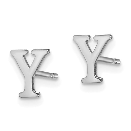 XNE46SS_Y Sterling Silver Rhodium-plated Letter Y Initial Post Earrings