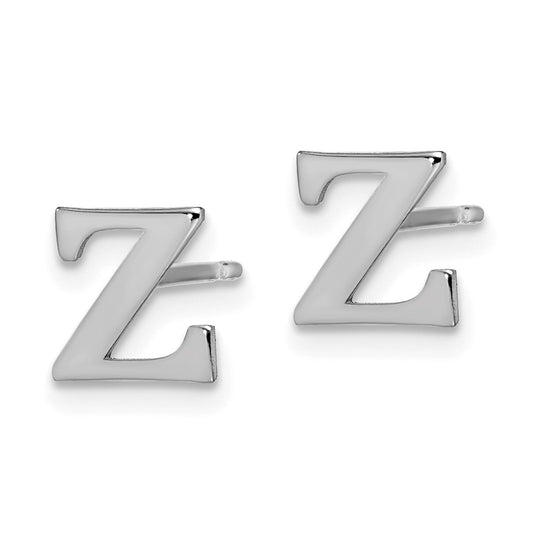 XNE46SS_Z Sterling Silver Rhodium-plated Letter Z Initial Post Earrings