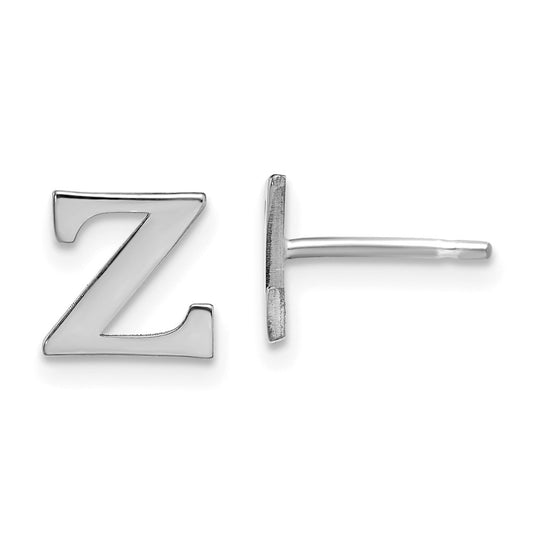 XNE46SS_Z Sterling Silver Rhodium-plated Letter Z Initial Post Earrings