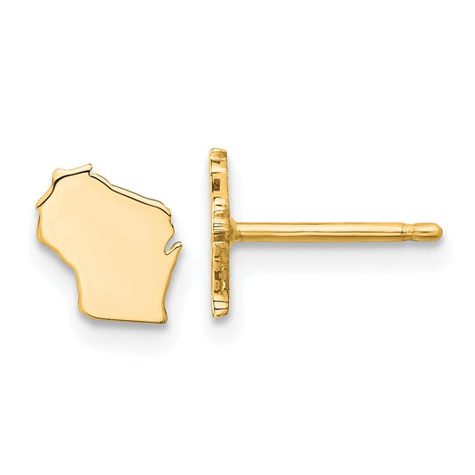 XNE50GP-WI Sterling Silver/Gold-plated Wisconsin State Earrings