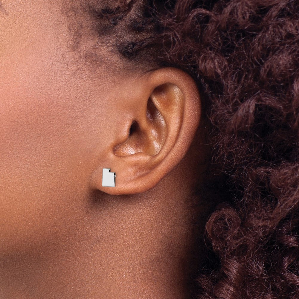 XNE50SS-UT Sterling Silver/rhodium-plated Utah State Earrings