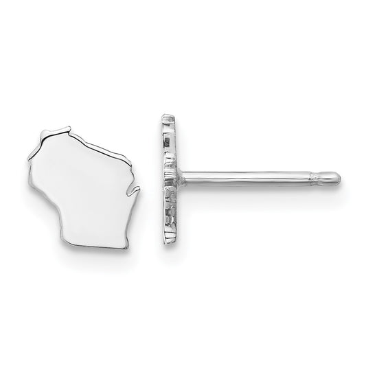 XNE50SS-WI Sterling Silver/Rhodium-plated Wisconsin State Earrings