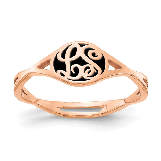 SS/Rose-plated Twisted Band with Epoxy Monogram Ring
