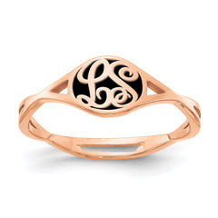 SS/Rose-plated Twisted Band with Epoxy Monogram Ring