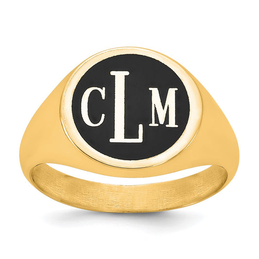 Sterling Silver/Gold-plated with Epoxy Monogram Ring