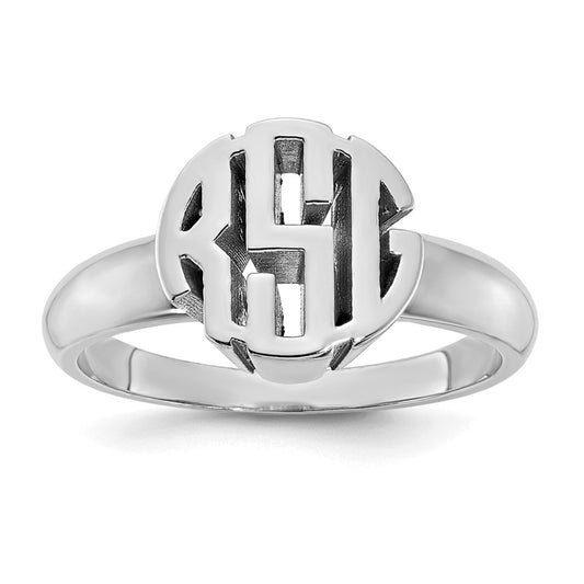 Sterling Silver/Rhodium-plated Monogram Ring