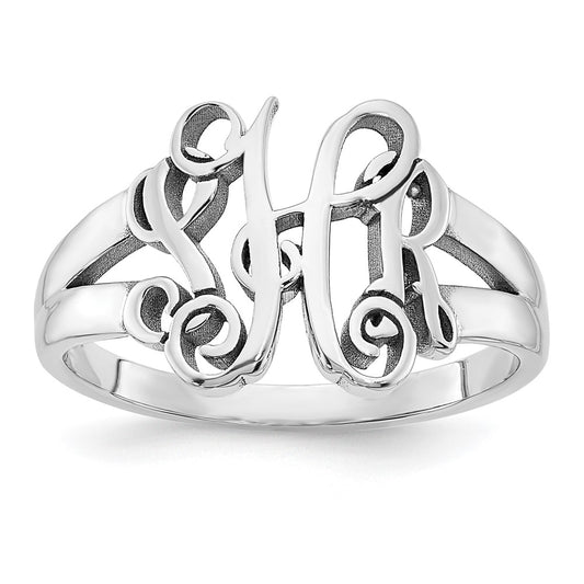 Sterling Silver/Rhodium-plated Monogram Ring