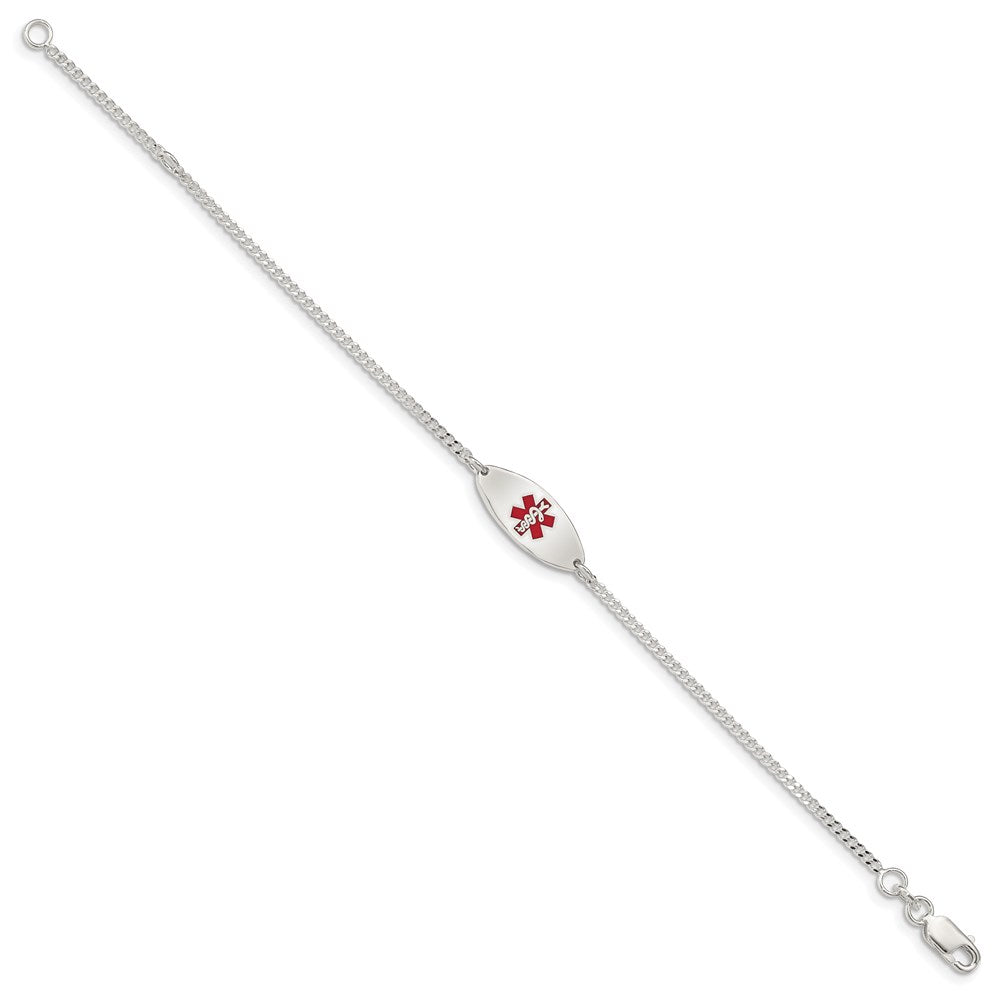 Sterling Silver Rhodium-plated Enamel Medical Jewelry Bracelet XSM154