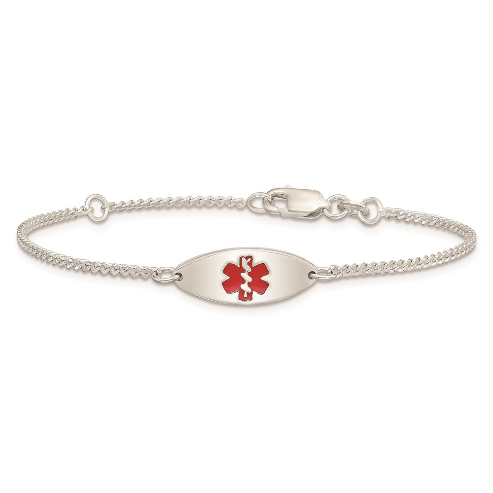 Sterling Silver Rhodium-plated Enamel Medical Jewelry Bracelet XSM154