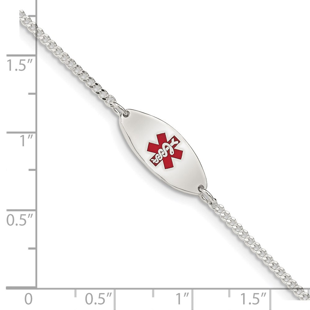 Sterling Silver Rhodium-plated Enamel Medical Jewelry Bracelet XSM154