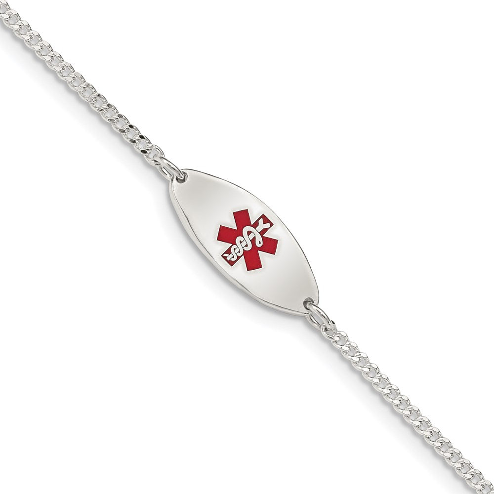 Sterling Silver Rhodium-plated Enamel Medical Jewelry Bracelet XSM154