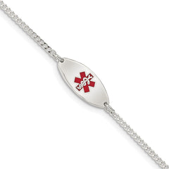 Sterling Silver Rhodium-plated Enamel Medical Jewelry Bracelet XSM154