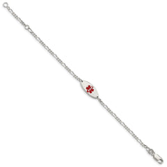 Sterling Silver Rhodium-plated Enamel Medical Jewelry Bracelet XSM155