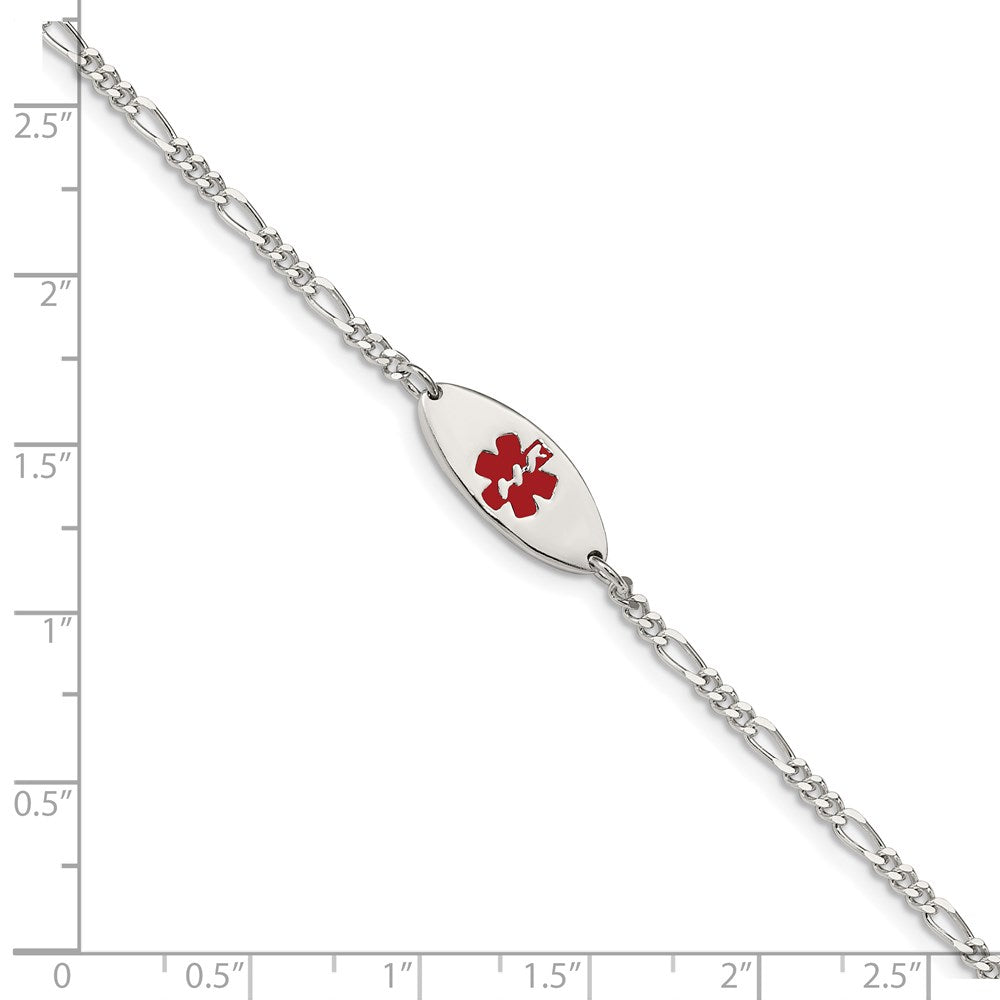 Sterling Silver Rhodium-plated Enamel Medical Jewelry Bracelet XSM155