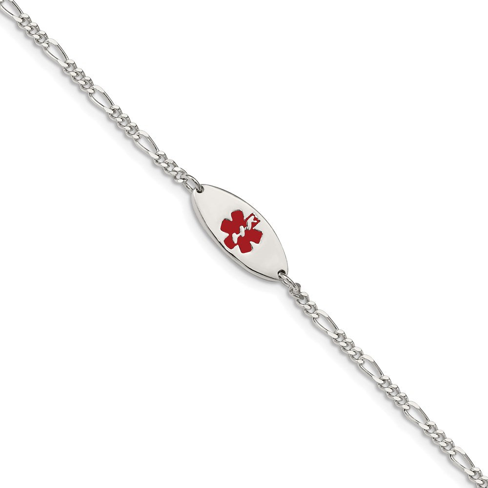 Sterling Silver Rhodium-plated Enamel Medical Jewelry Bracelet XSM155