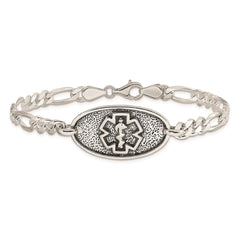 Sterling Silver Antiqued / Polished Medical Bracelet XSM157