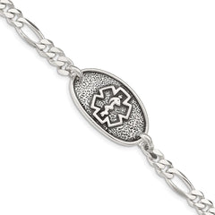 Sterling Silver Antiqued / Polished Medical Bracelet XSM157
