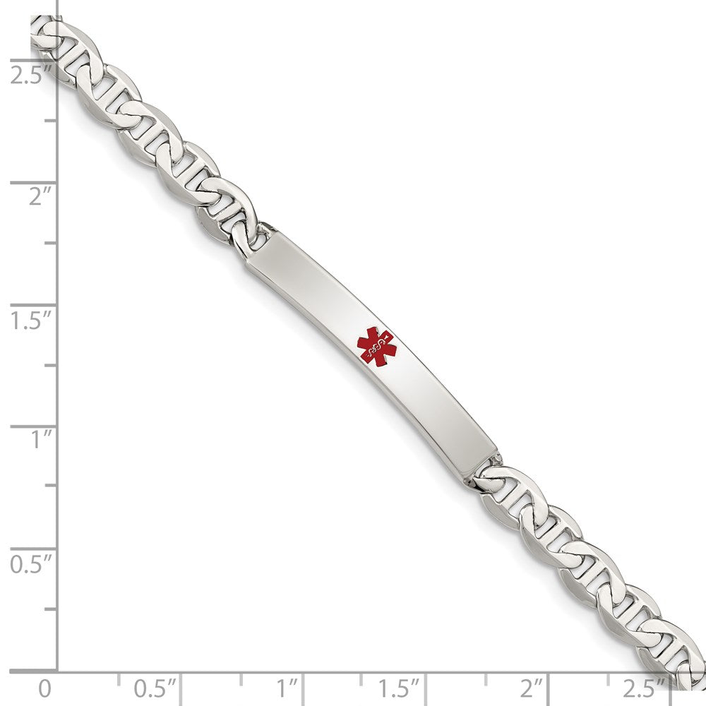 Sterling Silver Polished Medical Anchor Link ID Bracelet XSM158