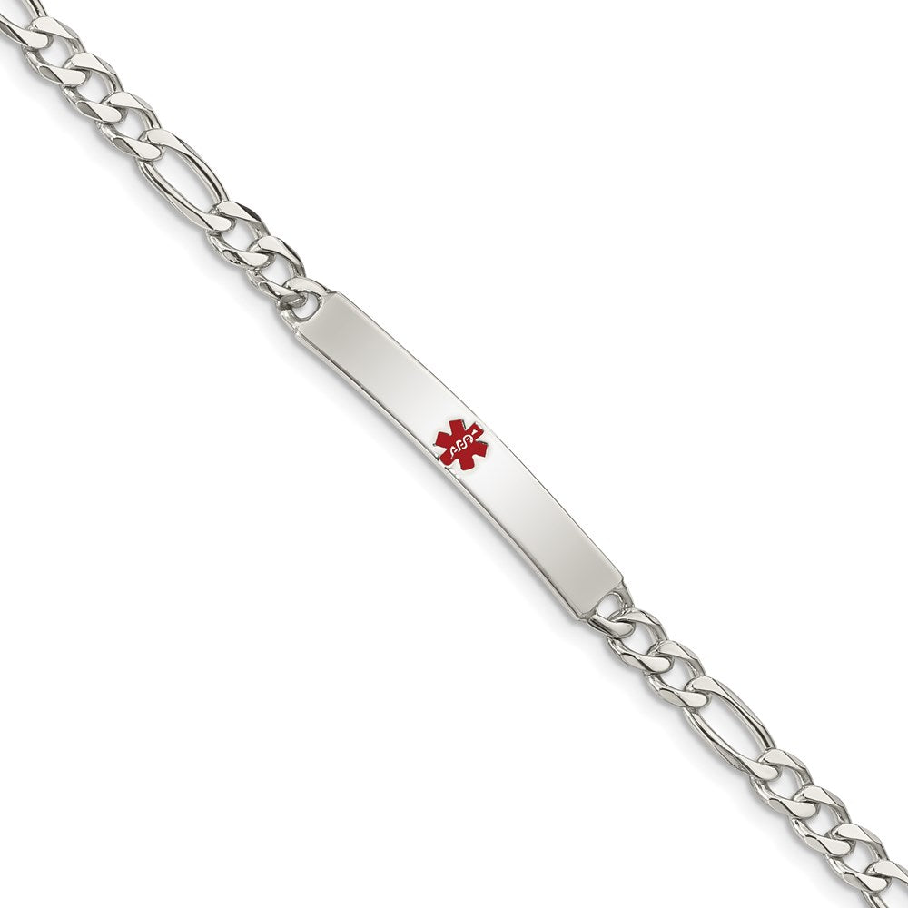 Sterling Silver Polished Medical Figaro Anchor Link ID Bracelet XSM159
