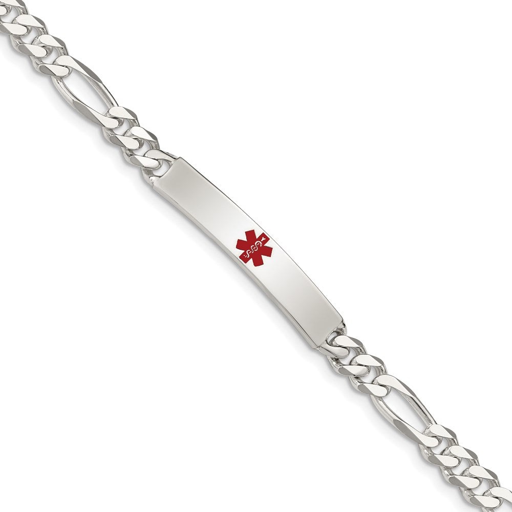 Sterling Silver Polished Medical Figaro Anchor Link ID Bracelet XSM160