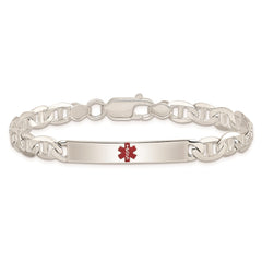Sterling Silver Polished Medical Anchor Link ID Bracelet XSM161