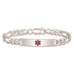 Sterling Silver Polished Medical Figaro Anchor Link ID Bracelet XSM162