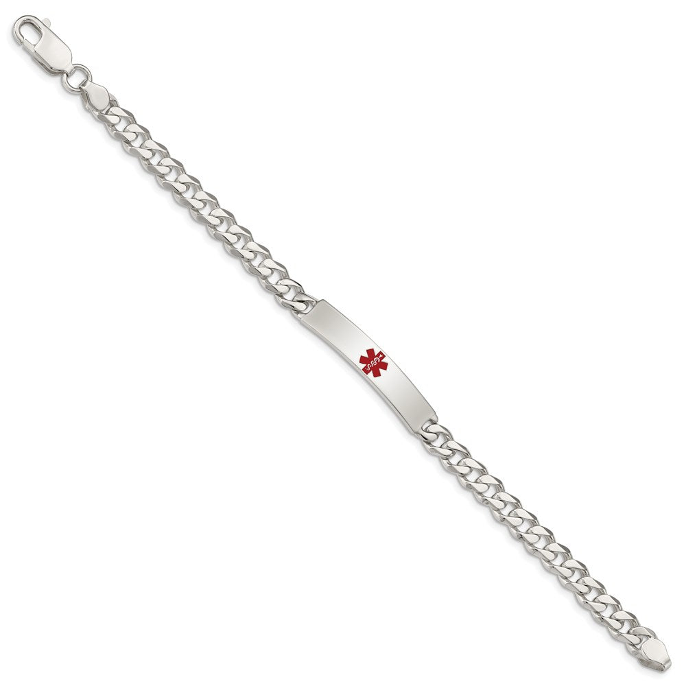 Sterling Silver Polished Medical Curb Link ID Bracelet XSM163