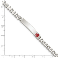 Sterling Silver Polished Medical Curb Link ID Bracelet XSM167