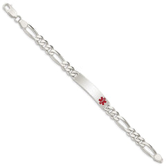 Sterling Silver Polished Medical Figaro Anchor Link ID Bracelet XSM170