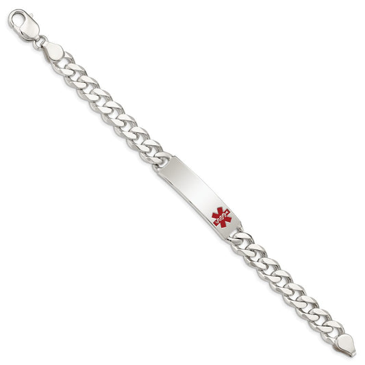 Sterling Silver Polished Medical Curb Link ID Bracelet XSM171