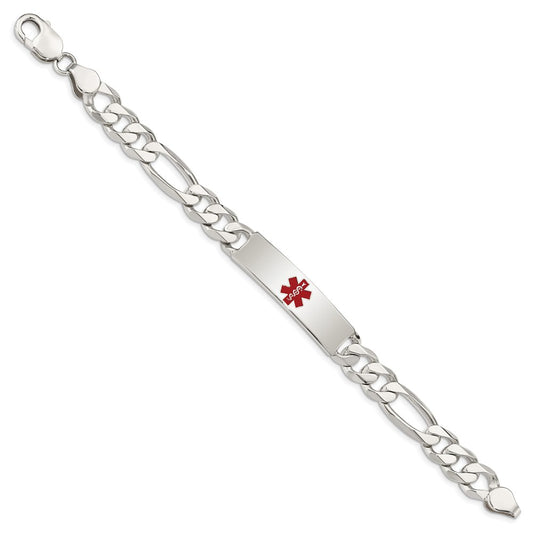 Sterling Silver Polished Medical Figaro Anchor Link ID Bracelet XSM173